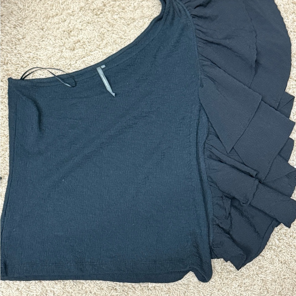 Anthropologie Black one shoulder shirt.  NWT